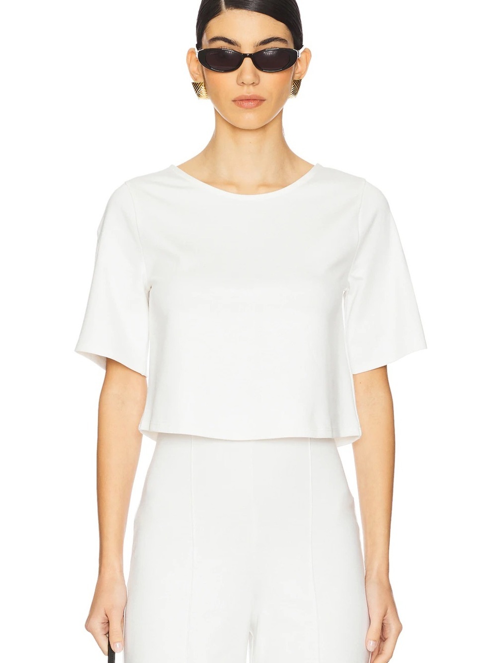 Ripley Rader Ponte Knit Short Sleeve Top Off White Large
